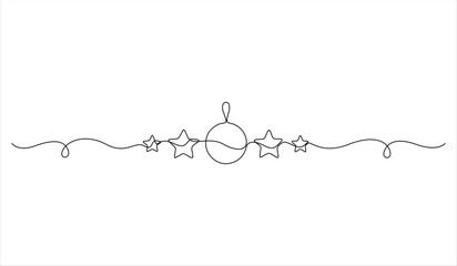 Poster - One continuous line drawing of Christmas frame vector illustration