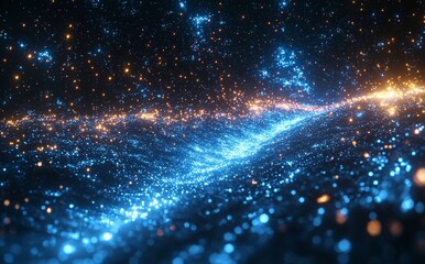 Poster - Futuristic warp speed visual with glowing blue lines in a dark space environment conveying motion and energy effects