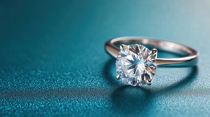 Wall Mural - Close-Up Macro Shot of a Sparkling Diamond Ring on a Textured Surface with Soft Lighting for Elegant Jewelry Displays