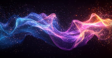 Poster - Blue and pink waves swirling on a black background