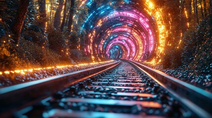 Poster - Embrace the Future with Cyberpunk Backgrounds and Visuals Feautured in Vibrant Neon Trails