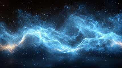 Poster - Delve into the fluid motion of glowing light waves in breathtaking digital art visuals