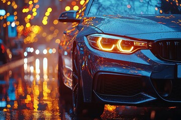 Poster - A vivid abstract background with a dynamic scene depicting a colorful moving car