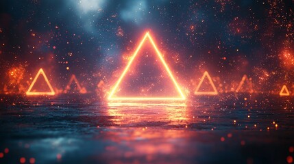 Poster - A dynamic digital backdrop with neon pink and blue geometric designs and smooth lines on a dark background