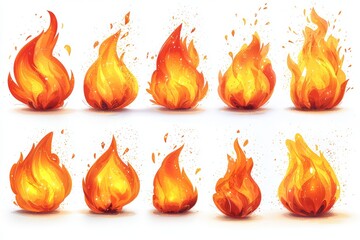 Poster - A collection of eye-catching fire or lightning images in bright yellow and orange tones