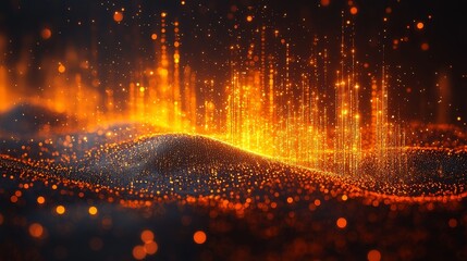 Poster - Close-up view of dynamic light stream visualization in a digital space, forming abstract art in a futuristic setting, highlighting a technology concept