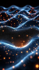 Poster - Dynamic digital wave abstract technology visualization in 3D graphics studio, showcasing futuristic art with a close-up motion concept