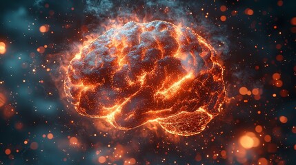 Poster - In the digital realm of visual art, the exploration of neural networks via virtual brain animations presents a futuristic and dynamic concept for technology enthusiasts