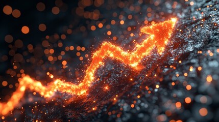 Poster - Close-up viewpoint of a dynamic digital arrow animation in a virtual space graphic design, embodying a futuristic environment and technology concept