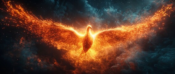 Poster - Future tech blooms as a neon phoenix appears in a cybernetic universe