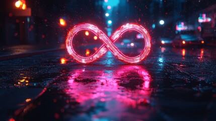 Poster - Animation of an infinite loading loop on a dark background, ideal for urban exploration themes and digital aesthetics, encapsulating modern technology's essence in 4K resolution