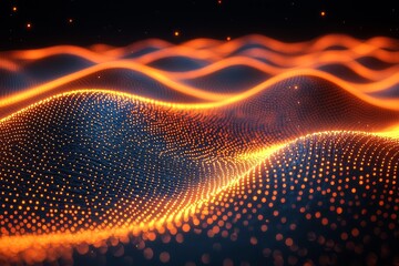 Poster - Dots that glow move gracefully over a background shrouded in shadows