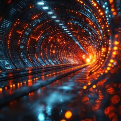 Poster - Ai-generated visual effects craft a dynamic abstract scene in digital art, creating a virtual environment from a futuristic perspective, exploring technology
