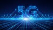 © Rahmat  - Abstract blue glowing 5G High-Speed network wireless internet connection.