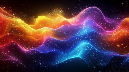 Poster - Dynamic waves of vibrant energy, shimmering with sparkle and color