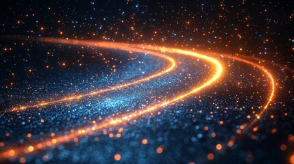 Poster - Abstract light streams dance across a dark background, creating glowing trails