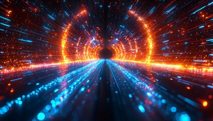 Poster - High-speed motion visualization is achieved with dynamic digital lens animation, set against the backdrop of futuristic graphic rendering technology concept