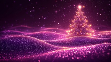 Poster - A dynamic digital art neon Christmas tree animation with a colorful glow, embodying modern design and an abstract holiday spirit