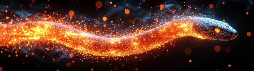Poster - Visual conceptualization of a close-up dynamic glowing snake animation set in a sci-fi 3D digital realm