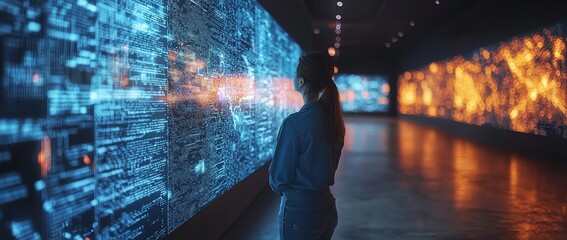 Poster - Glowing high-tech studio with dynamic visuals highlighting futuristic cyber motion concepts