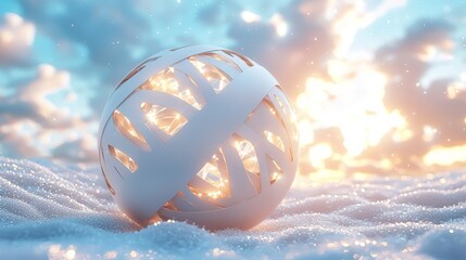 Poster - Futuristic design is highlighted through a dynamic glowing sphere in an abstract, vibrant digital art piece, seen from an aerial perspective