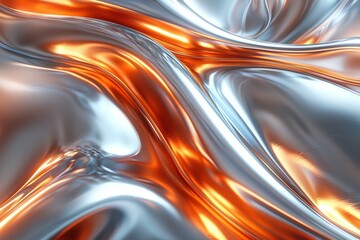 Poster - Orange and silver waves flow smoothly over a textured surface