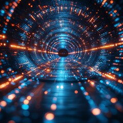 Poster - Dynamic data visualization technology landscape as abstract digital art in a futuristic environment with a blur background