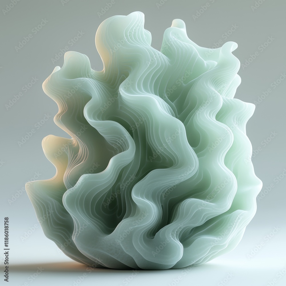 Octate Shape Dynamic and abstract green curved shape with a white background ...