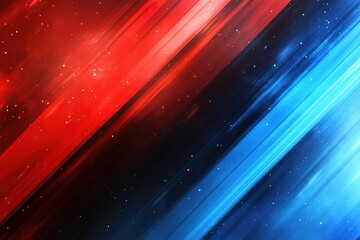 Poster - vivid red and blue abstract light streaks with glitter