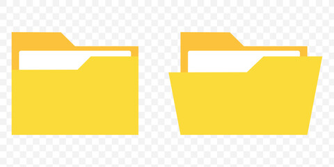 Poster - Folder icon vector set. Desktop black and yellow folder icon. Office document folder vector symbol. Empty file thin line sign. Archives files pictogram set. eps 10.
