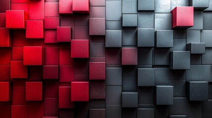 Poster - abstract 3d render with a red geometric background featuring cubes in modern animation, motion design, seamless looped video