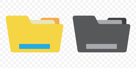 Poster - Folder icon vector set. Desktop black and yellow folder icon. Office document folder vector symbol. Empty file thin line sign. Archives files pictogram set. eps 10.