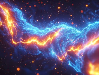 Poster - A virtual space comes alive with abstract digital art created by dynamic fiber optic cables