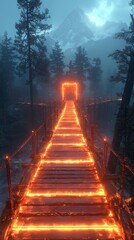 Poster - In a night-time setting, a dynamic neon portal animation is featured over a futuristic grid landscape, enhancing the sci-fi digital art watching experience