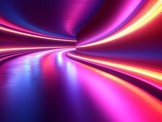 Poster - Dynamic light trails of pink and purple form an abstract digital artwork, exuding an energetic atmosphere with a vibrant viewpoint