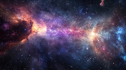Wall Mural - a vibrant cosmic landscape with swirling gas clouds and twinkling stars