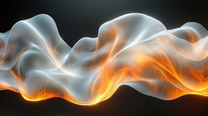 Poster - Abstract art of dynamic light patterns moving in a digital space, viewed up close with a dark background, exemplifies modern design