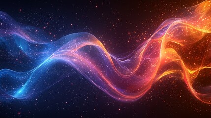 Poster - Dynamic flowing waves of colorful light create a vibrant abstract digital art background in a studio environment, representing a creative concept