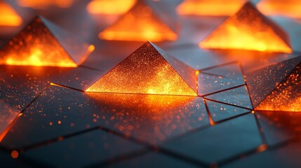 Poster - Modern 3D animation featuring a continuous loop of a geometric background that includes a pyramid shape and showcases seamless motion design