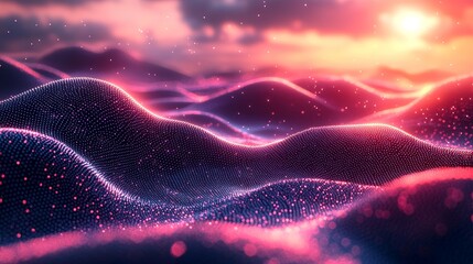 Wall Mural - a neon 3d abstract backdrop with wave texture, excellent for wallpaper or computer backgrounds, illu