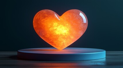 Poster - Heart animation displayed in a digital space with 3D graphics creating a creative environment in front view, symbolizing love