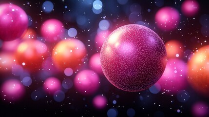 Poster - Dynamic colorful spheres in an abstract space digital art, vibrant environment with a 3D viewpoint, full of visual energy