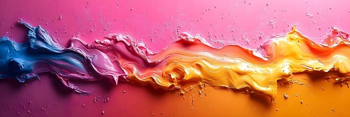 Wall Mural - a background of a bold gradient merging neon yellow with electric pink.