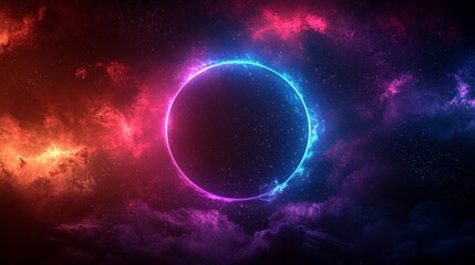 Poster - Digital art concept of an animated cosmic circle in digital space with abstract visuals and vibrant colors