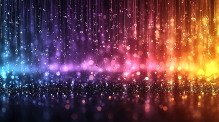 Poster - Vibrant colorful light streaks and particles form a dazzling abstract scene. Perfect for backgrounds, overlays, or dynamic visuals in digital art and motion graphics