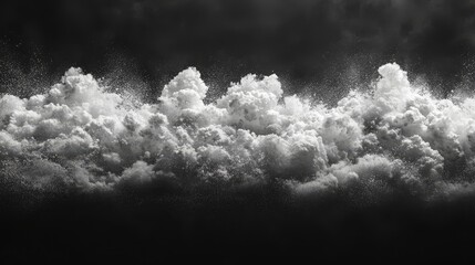 Poster - A wave-like abstract form is made of white particles on a black background, useful for backgrounds, motion graphics, or visual effects