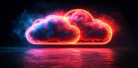 Poster - A digital cloud rain animation in an abstract design format, showcasing a modern aesthetic digital environment with a futuristic concept