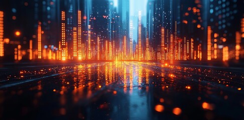 Poster - Concept of innovation captured through a digital environment animation of a rocket launch event and a space station with a dynamic viewpoint