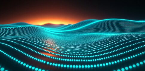 Poster - Through this 4K cinematic animation, abstract green energy pulses are depicted with glowing neon lines and nighttime imagery
