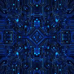 Leinwandbilder - Intricate blue circuit board design fills the visual space with digital patterns